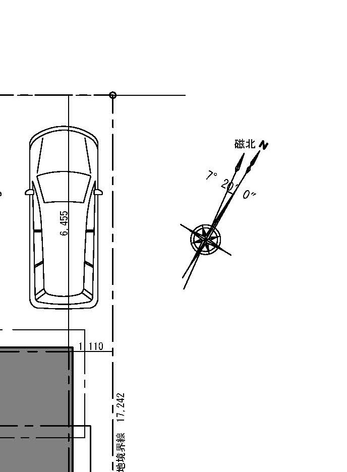 建築図面の磁北の例